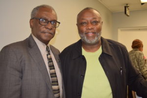 G.I. Johnson of Season's Hospice with Ark Church Bishop J. L. Carter. 