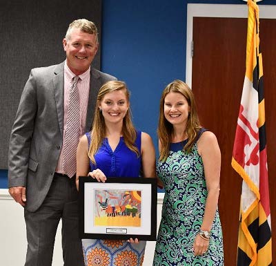 (l-r) Kevin Keegan, Director of Family Services; Catholic Charities' staff member and award winner, Alexandra Abell; and Harford County Director of Community Services, Amber Shrodes.